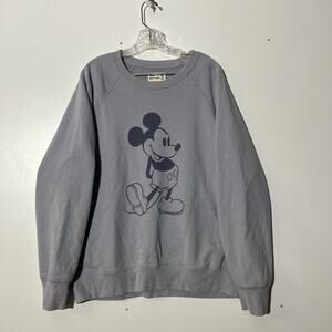 Disney X UNIQLO Mickey Stands Graphic Gray Pullover Casual Sweater Size XL